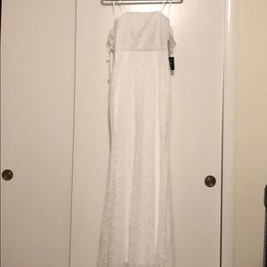 White lace off the shoulder dress